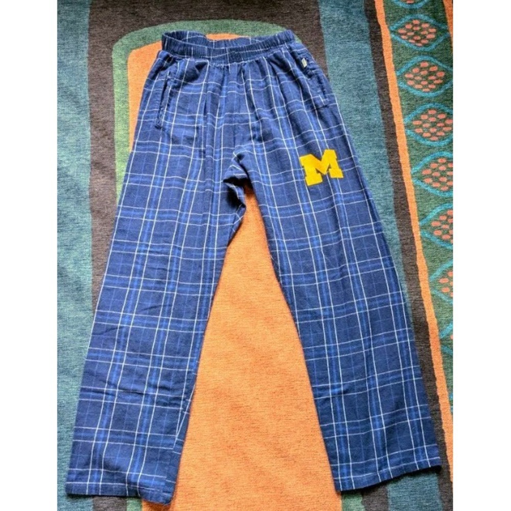 Boxercraft Michigan Wolverines Pajama Pants Blue Plaid Medium
